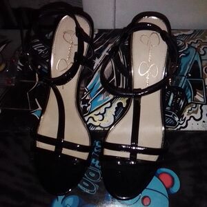 Jessica Simpson Black Wedge Sandals